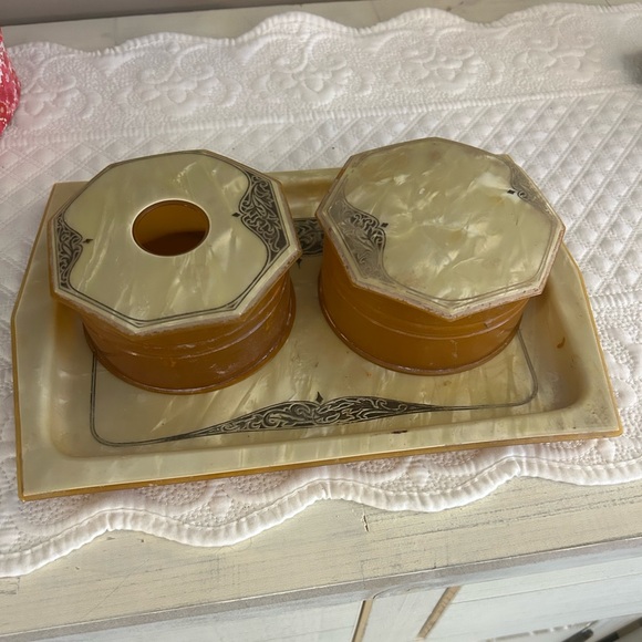 Vtg art deco vanity 3 pc set